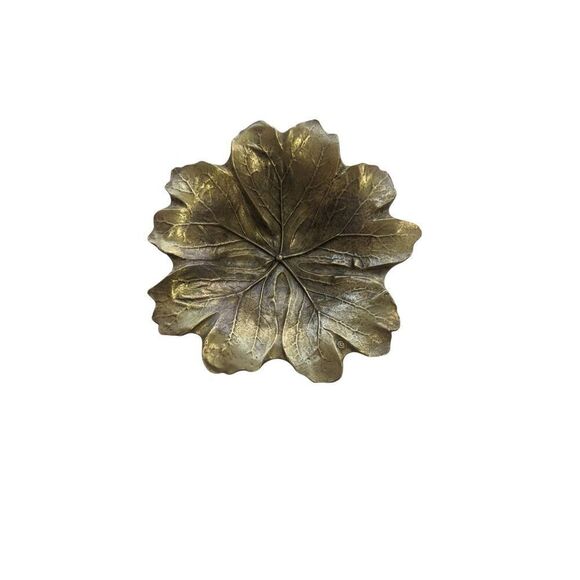Virginia Metalcrafters 1948 May Apple Leaf Vintage Solid Brass Leaf Bowl Dish - Picture 2 of 6
